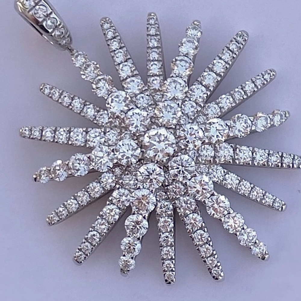 New David Yurman 18k WHITE GOLD 3.43ct Diamond XL starburst enhancer